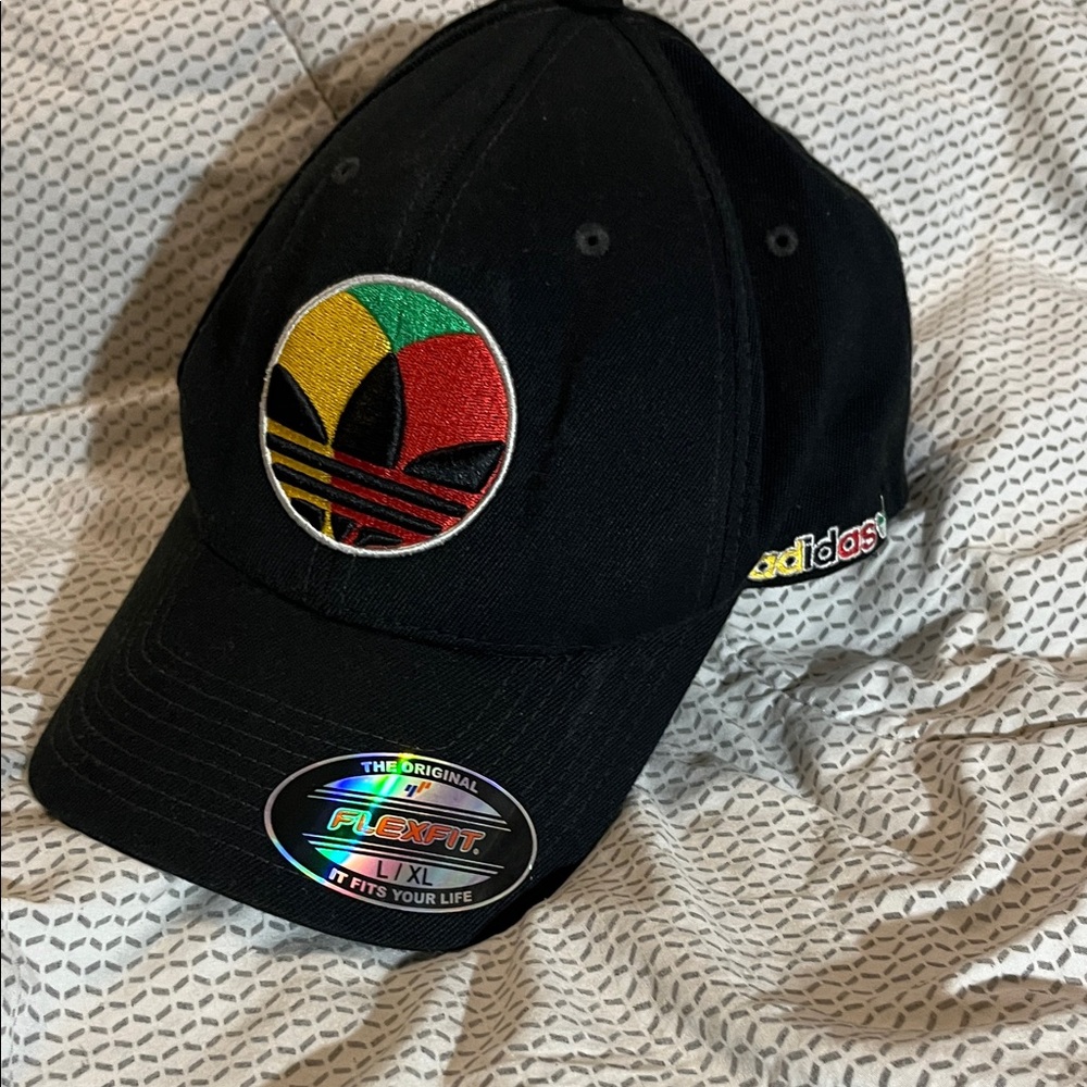 adidas Black Cap with Multicolor Trefoil Patch